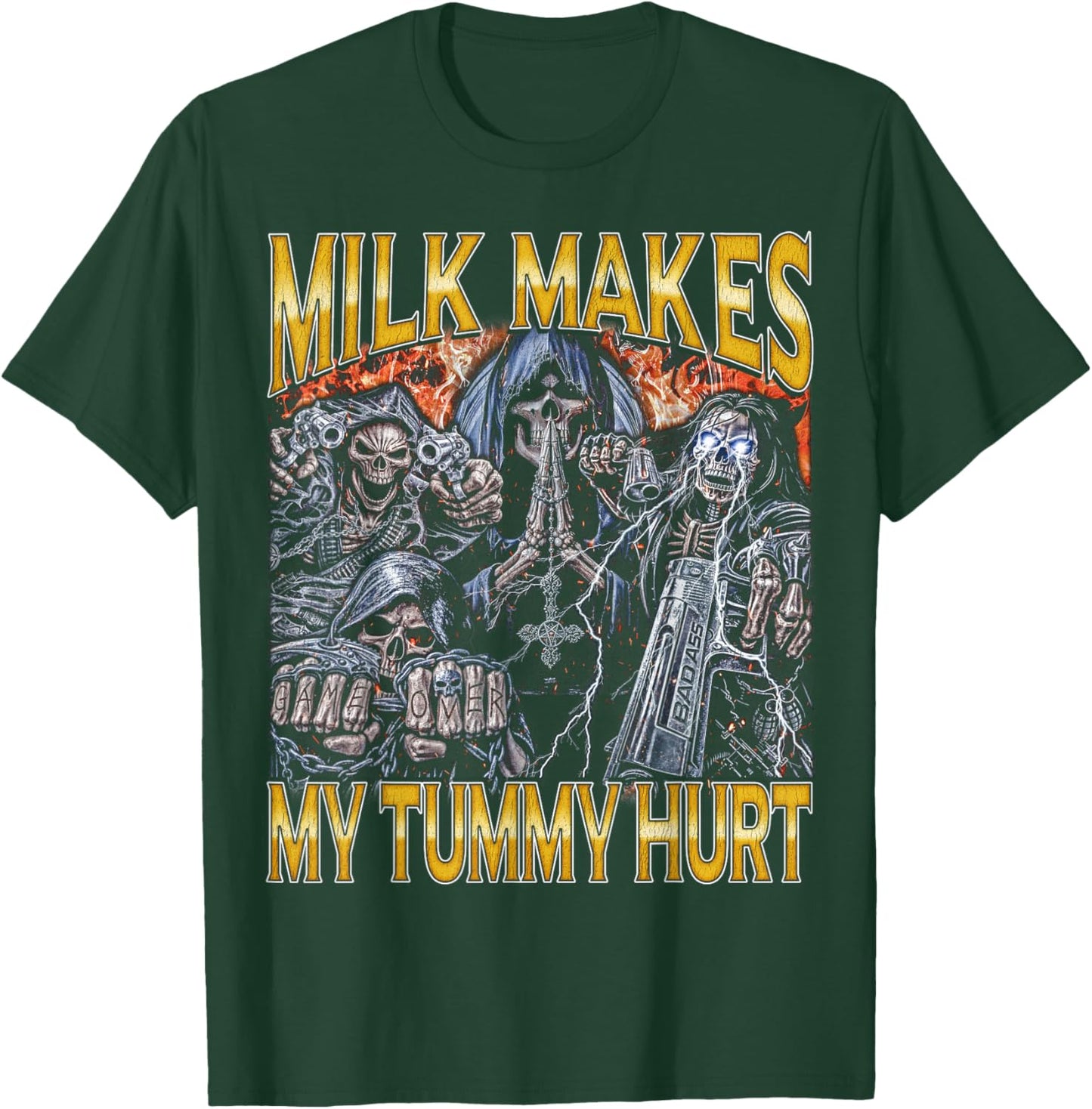 Milk Lactose - Edgy Skeleton Bootleg Cool Hard Skeleton Meme T-Shirt - T-Shirt | Forest