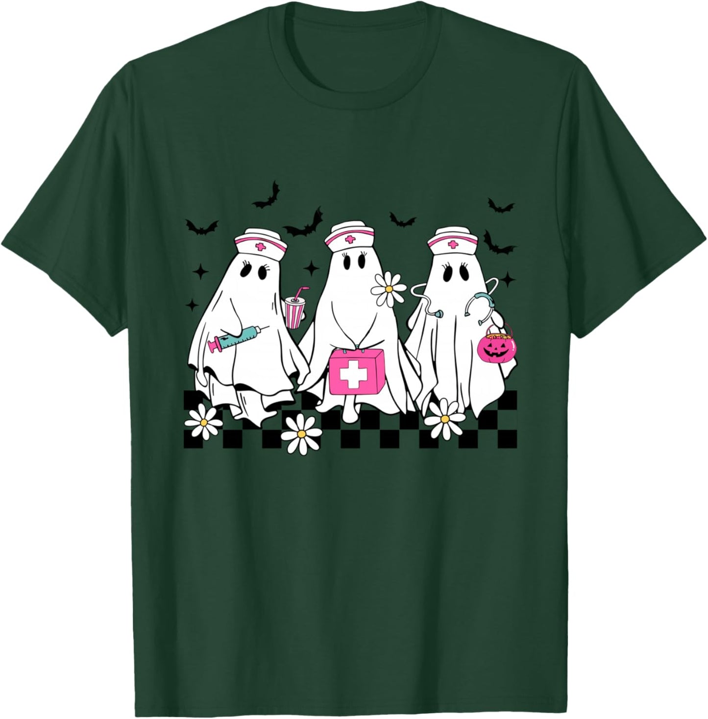 Boo Crew Night Shift Nurse Ghost Halloween Nursing Student T-Shirt - T-Shirt | Forest