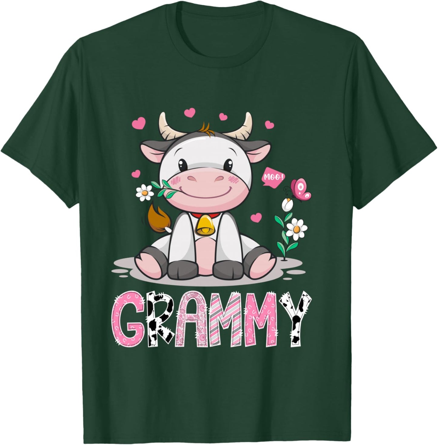 Grammy Cute Cow Moo Farmer Birthday Family Matching T-Shirt - T-Shirt | Forest