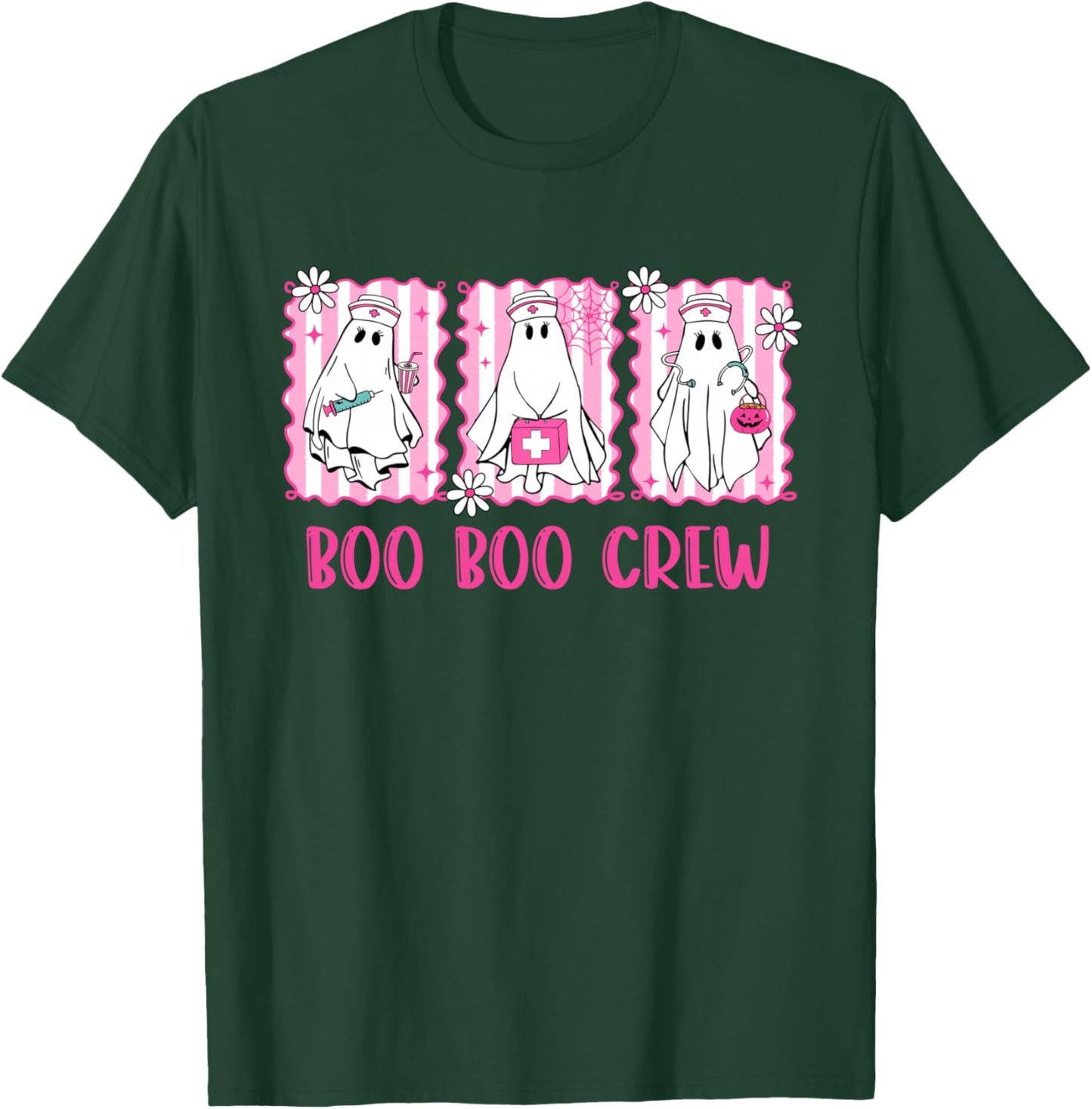 Preppy Boo Crew Night Shift Nurse Ghost Halloween Nursing T-Shirt - T-Shirt | Forest