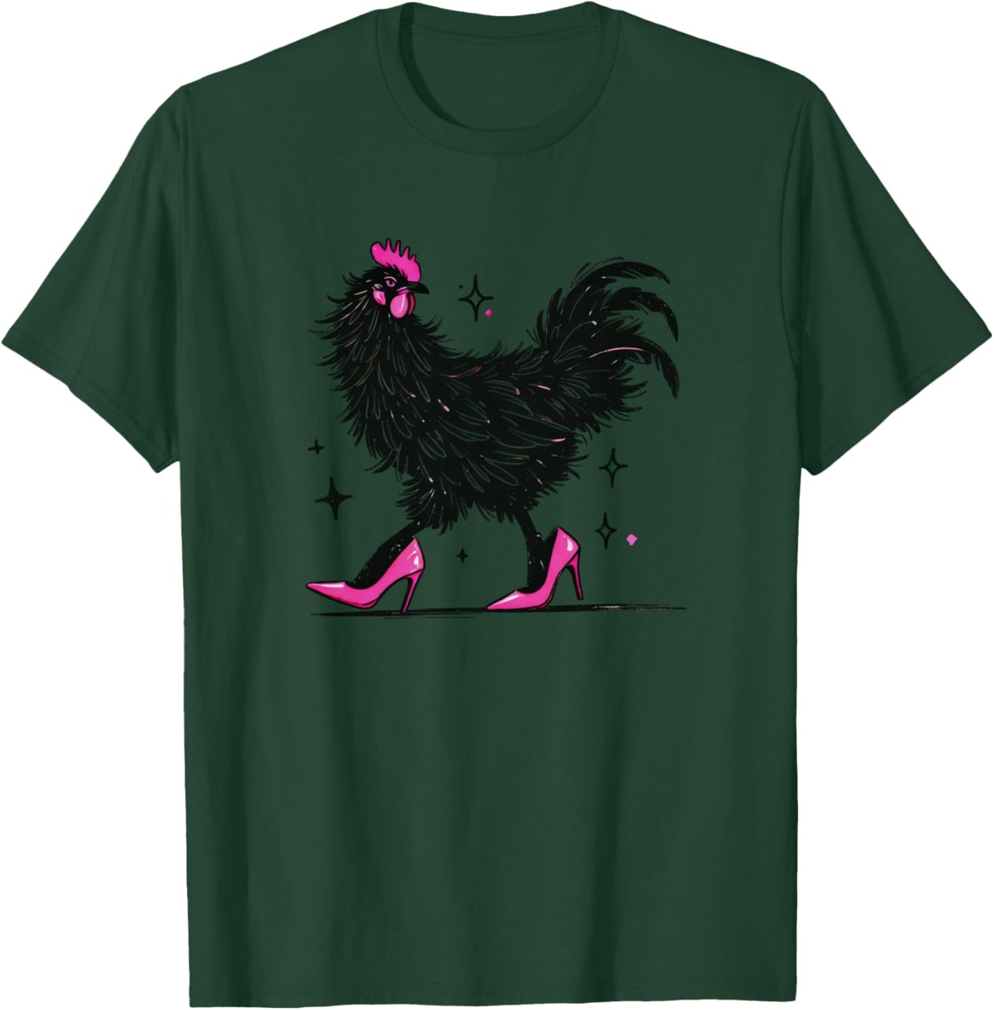 Crazy Chicken in Pink Heels Color T-Shirt - T-Shirt | Forest
