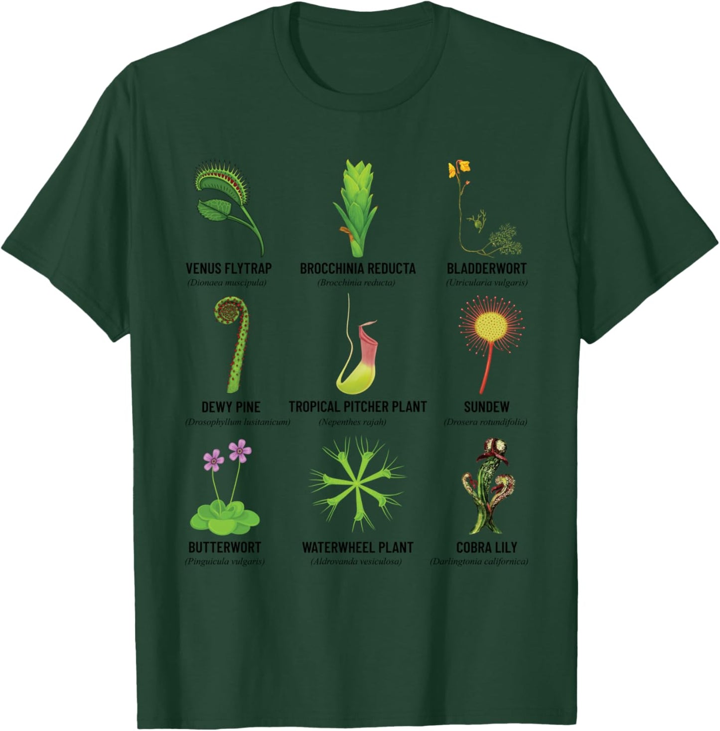 Carnivorous Plants Chart Venus Flytrap, Pitcher Plant T-Shirt - T-Shirt | Forest