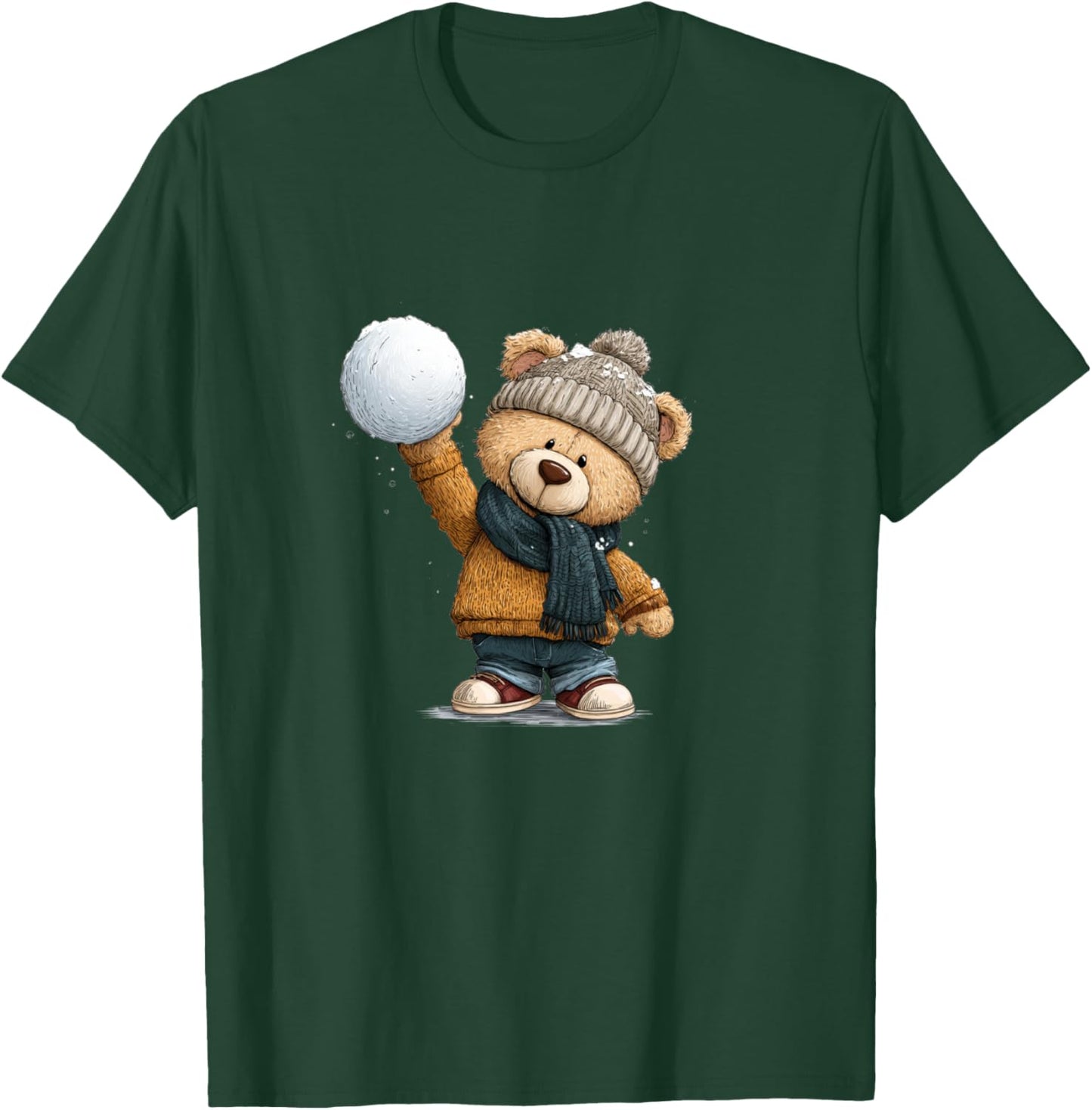 Winter Snow Globe and Bear Design T-Shirt - T-Shirt | Forest