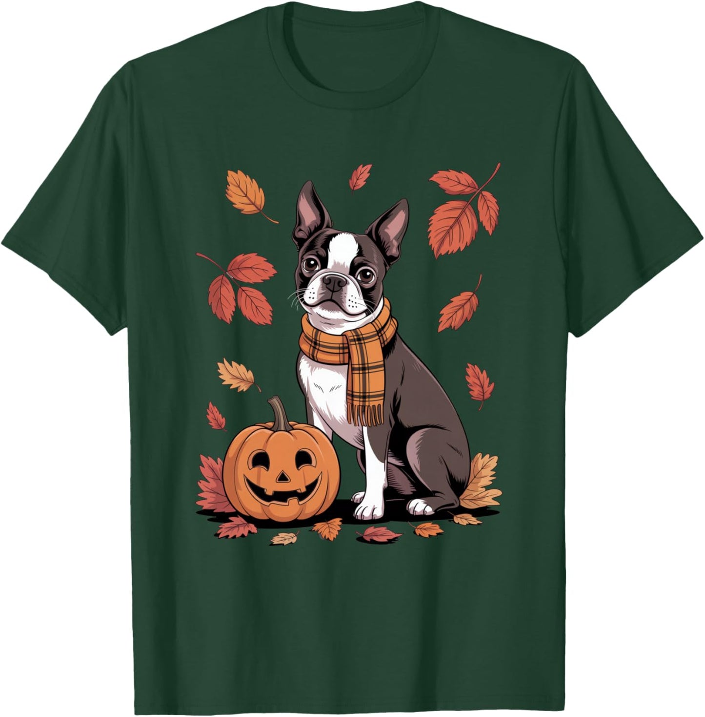 Boston Terrier Dog Lover Pumpkin Fall Autumn Thanksgiving T-Shirt - T-Shirt | Forest
