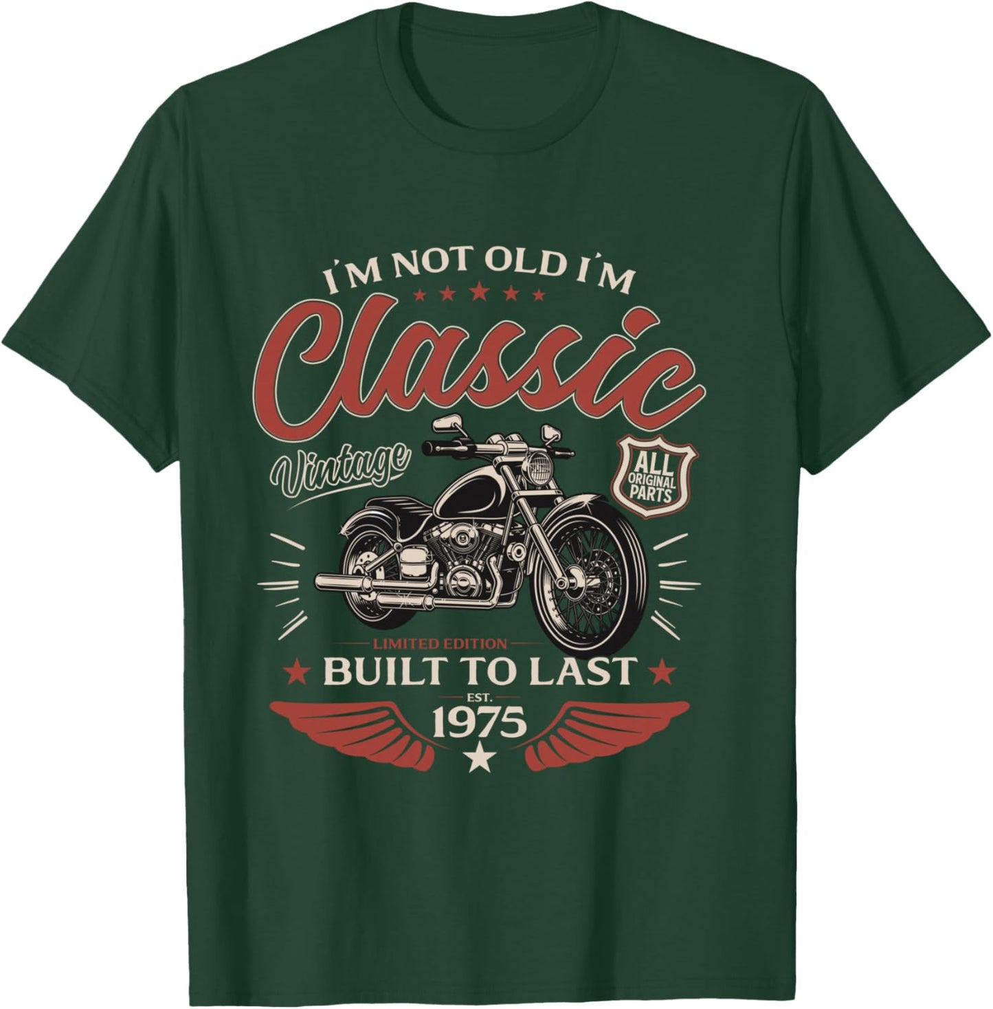 50th Anniversary Man Motorcycle Biker 1975 T-Shirt - T-Shirt | Forest