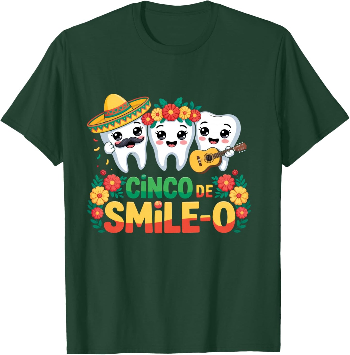 Cinco De Smile-O Funny Cinco De Mayo Sombrero Teeth T-Shirt - T-Shirt | Forest