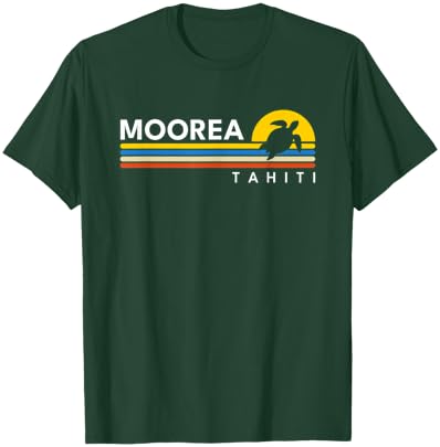 Moorea Tahiti Turtle Vintage Retro Souvenirs T-Shirt - T-Shirt | Forest