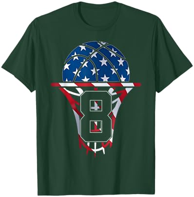 Cool Number 8 Years Basketball 8TH Birthday T-Shirt - T-Shirt | Forest