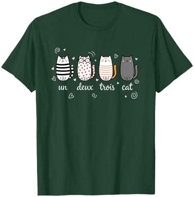 Un Deux Trois Cat Funny French Cat Design Cat Lovers T-Shirt - T-Shirt | Forest