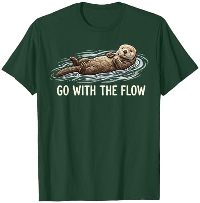 Go with The Flow Sea Otter T-Shirt - T-Shirt | Forest