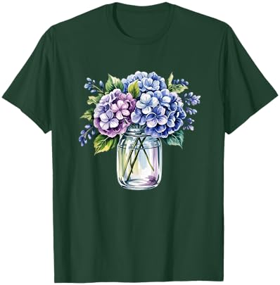 Blue Hydrangea Design Flower Lovers and Hydrangea T-Shirt - T-Shirt | Forest