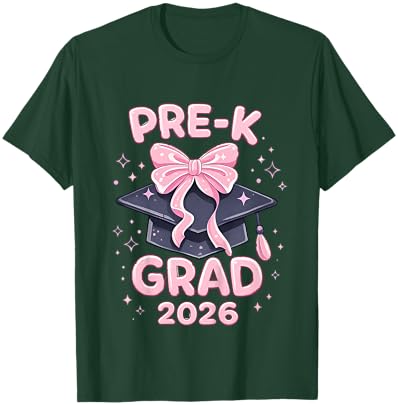 pre-k Graduation 2026 Pink Bow Preschool Grad 2026 Girls T-Shirt - T-Shirt | Forest
