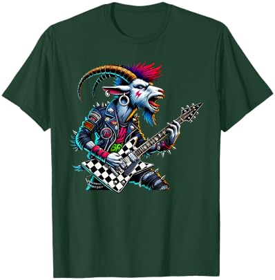 Funny Punk Goat Rock Goat Rock and Roll Guitar Music T-Shirt - T-Shirt | Forest