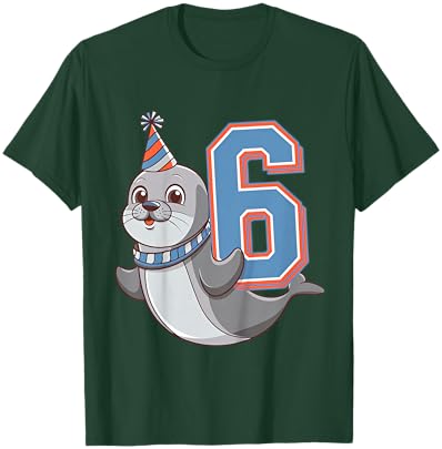 Kids 6th Birthday Seal Kids T-Shirt - T-Shirt | Forest
