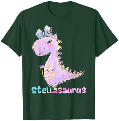 Stella Shirt Girl Dinosaur Birthday Party Name Stellasaurus T-Shirt - T-Shirt | Forest