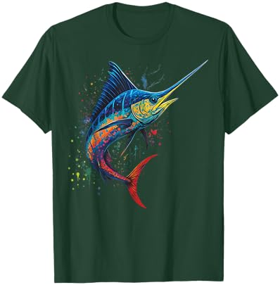 Swordfish Colorful Deep Sea Fishing T-Shirt - T-Shirt | Forest