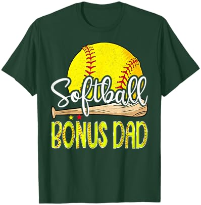 Vintage Softball Bonus Dad Softball Player Game Day T-Shirt - T-Shirt | Forest