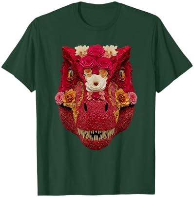 T-rex with Roses Spring Floral Dinosaur for Valentine's Day T-Shirt - T-Shirt | Forest