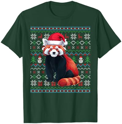 Ugly Red Panda Lovers Xmas Sweater Santa Christmas T-Shirt - T-Shirt | Forest