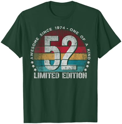 52 Year Old Gifts Vintage 1974 Limited Edition 52nd Birthday T-Shirt - T-Shirt | Forest