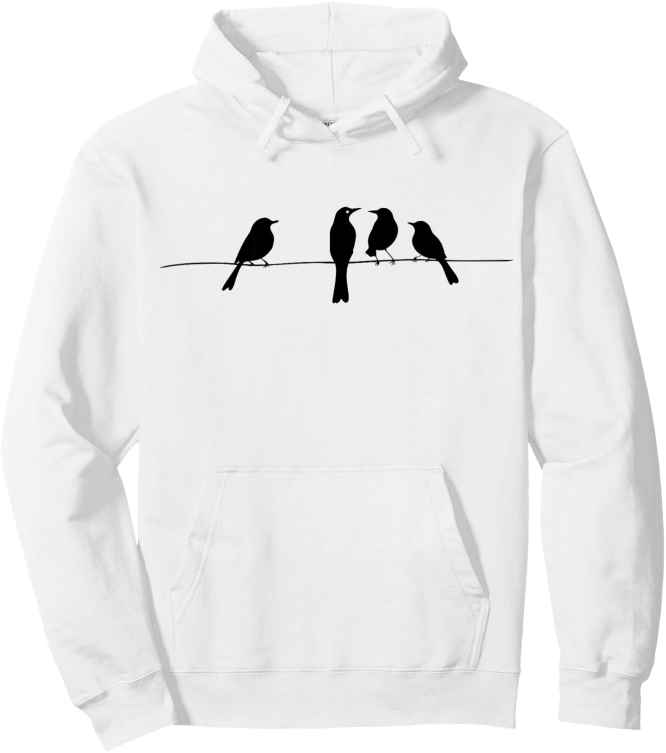 Minimalistic Birds On A Wire Outfit Bird and Animal Lovers Hoodie - Hoodie | White