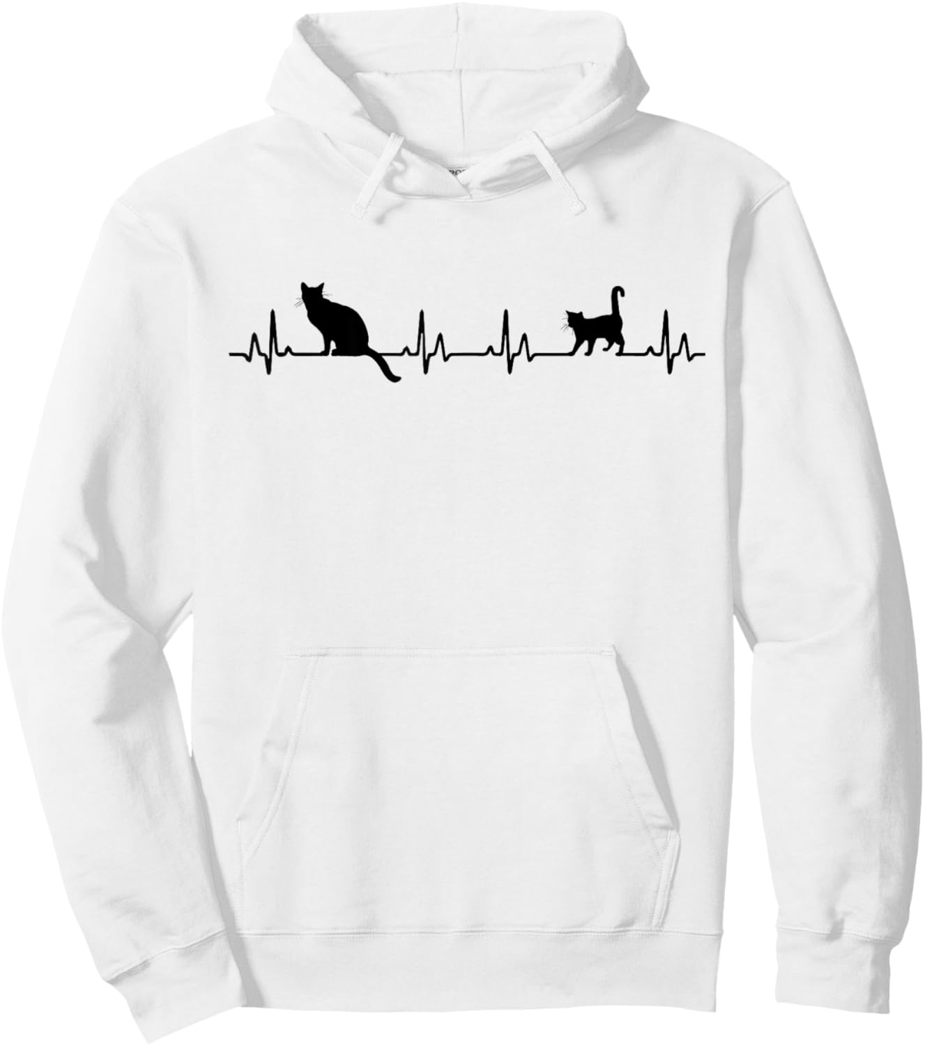 Heartbeat Cat Lover Cute Cat Animal Women Kids Hoodie - Hoodie | White