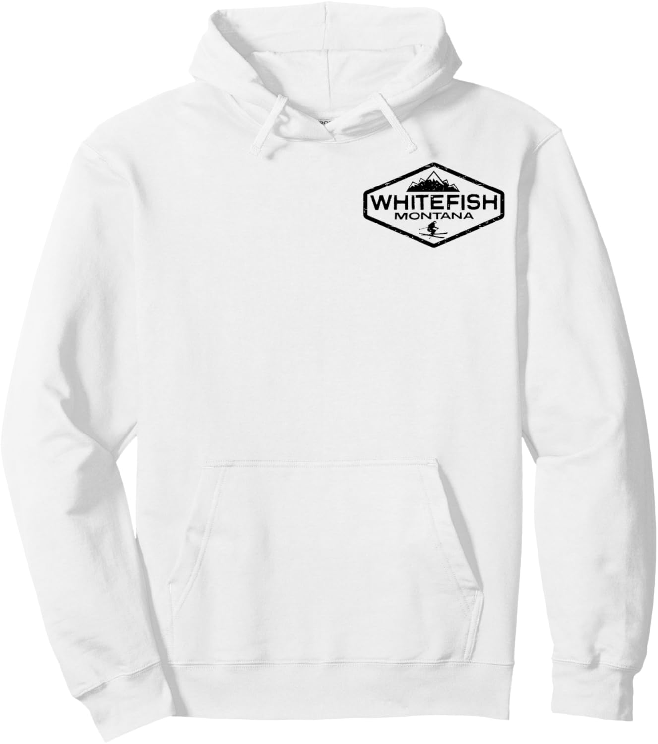 Whitefish Montana Vintage Distressed Front and Back Hoodie - Hoodie | White