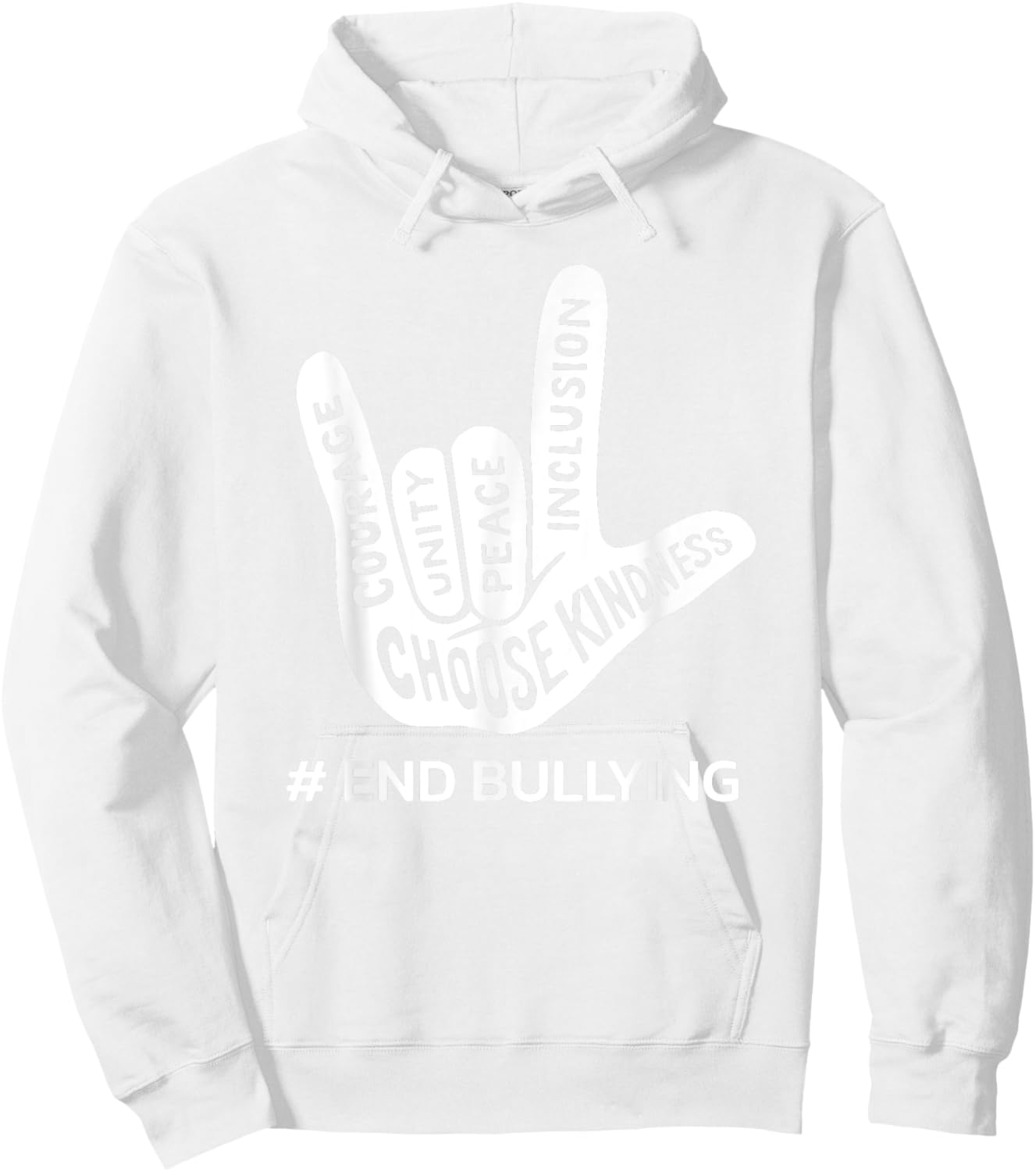 Unity Day Orange Anti Bullying Peace Love Sign Language Hoodie - Hoodie | White