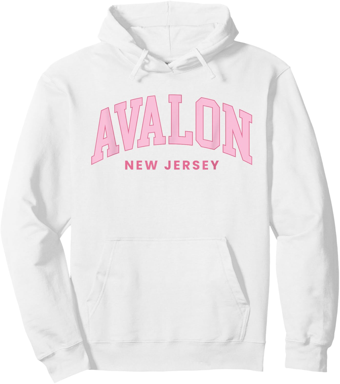 Avalon New Jersey Retro Preppy Throwback Girls Pink Hoodie - Hoodie | White