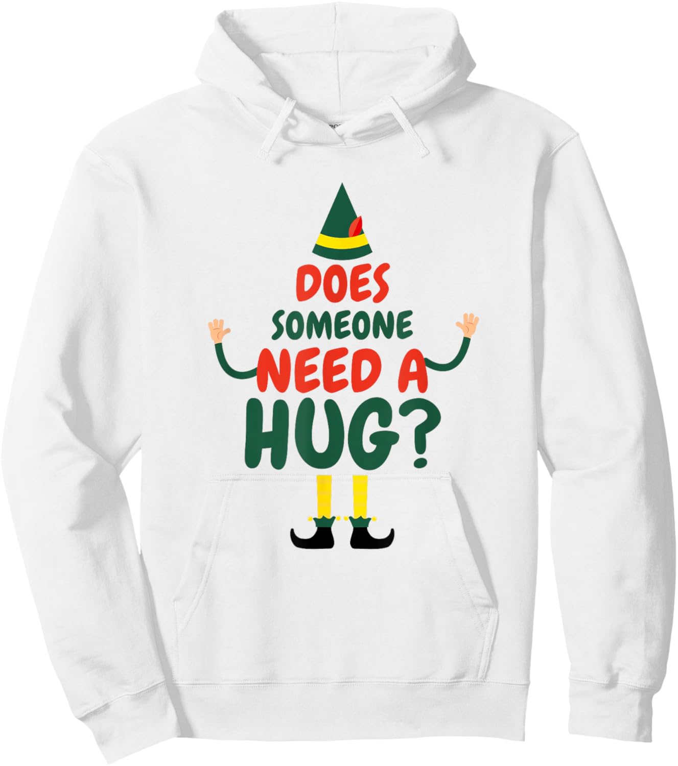 Does Someone Need A Hug Elf Funny Christmas Hoodie - Hoodie | White