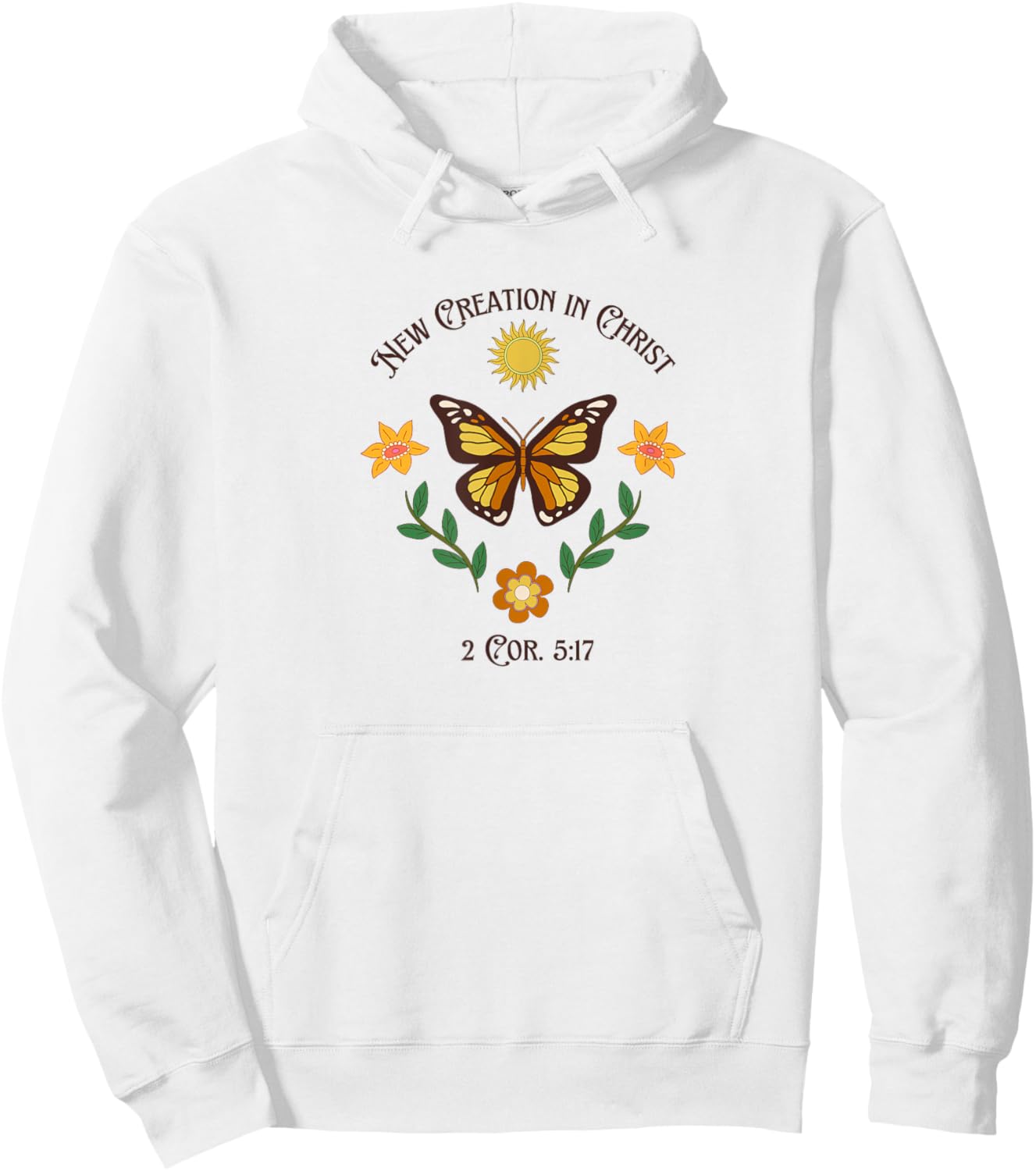 New Creation In Christ Butterfly Hoodie - Hoodie | White