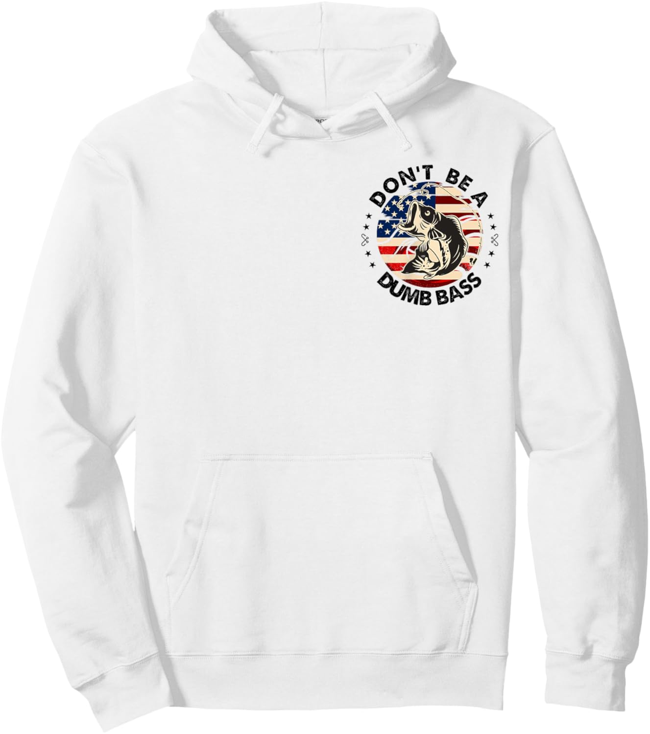 Retro Fishing American Flag Fish Pocket Fisherman Hoodie - Hoodie | White