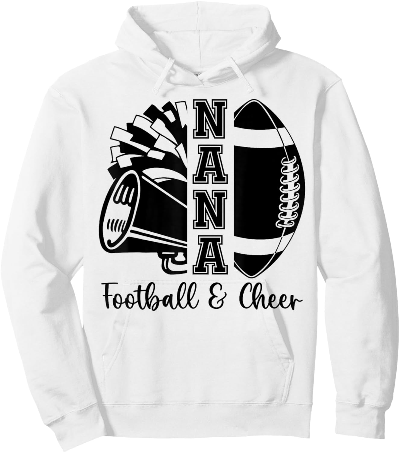 Football Cheer Nana Grandma High School Cheerleader Pom Pom Hoodie - Hoodie | White