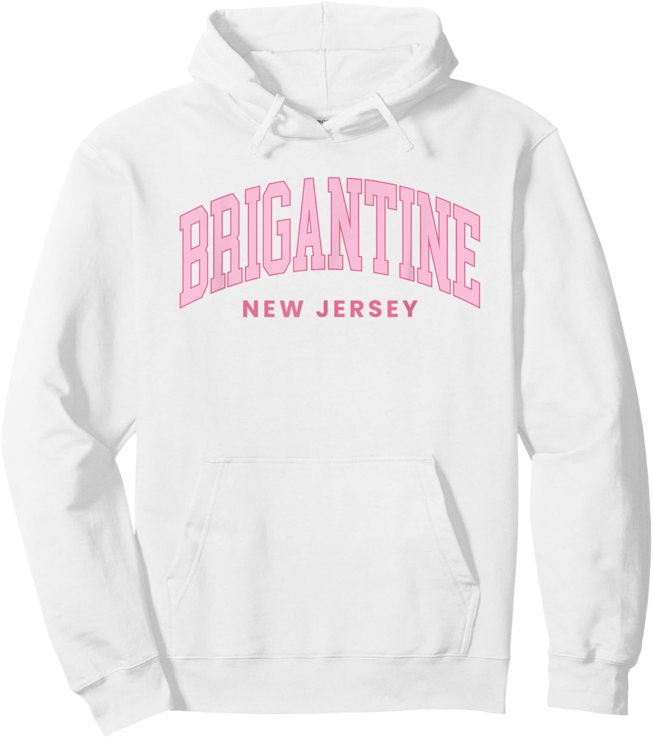 Brigantine New Jersey Retro Preppy Throwback Pink Hoodie - Hoodie | White