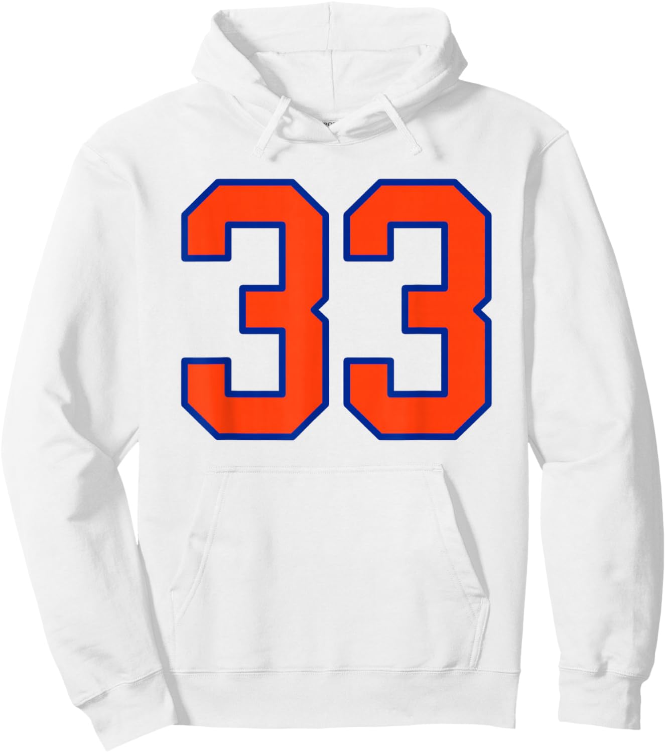 Orange and Blue Sports Number 33 Jersey Uniform Player Hoodie - Hoodie | White