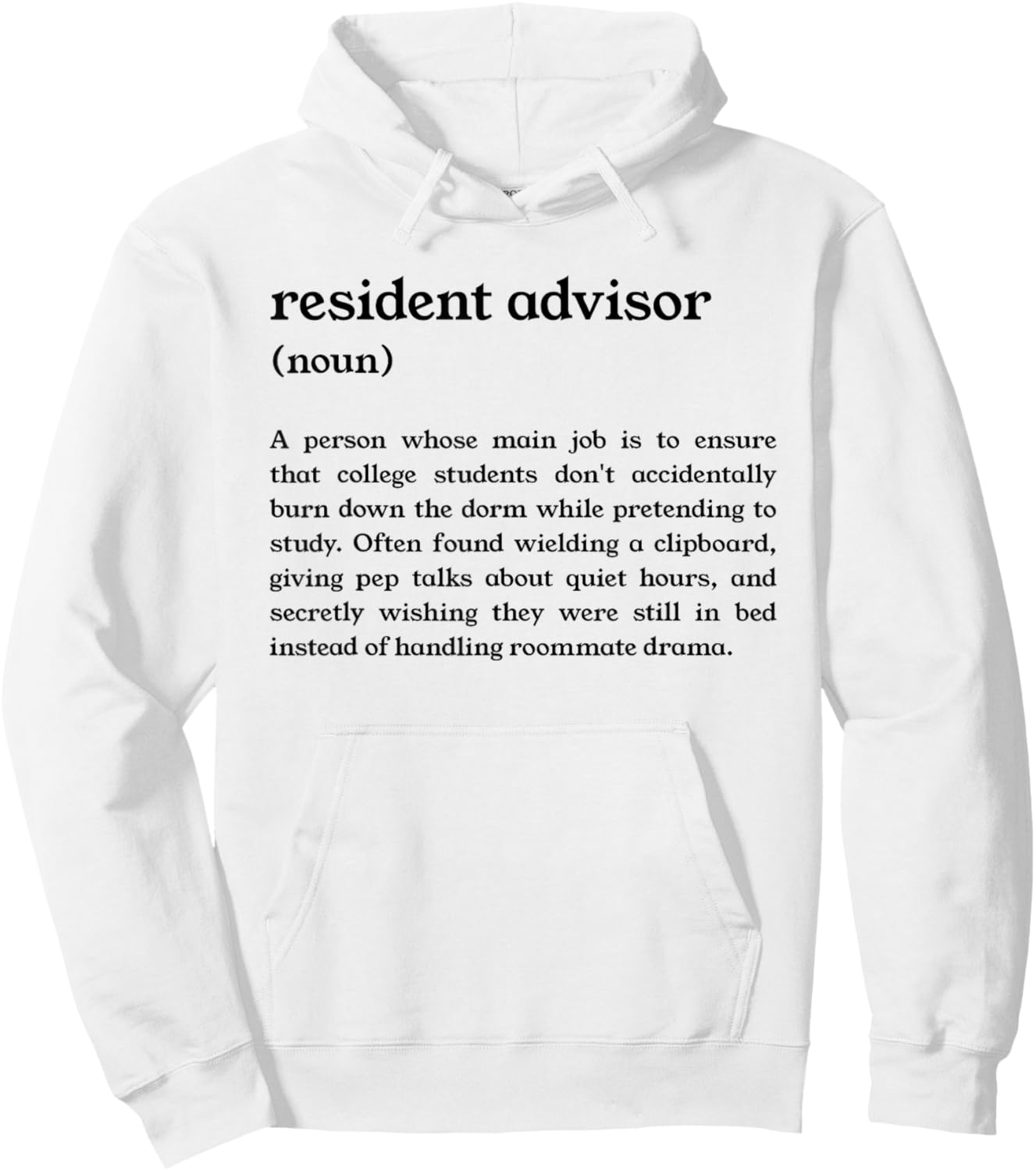 Funny College Dorm RA Definition Hoodie - Hoodie | White