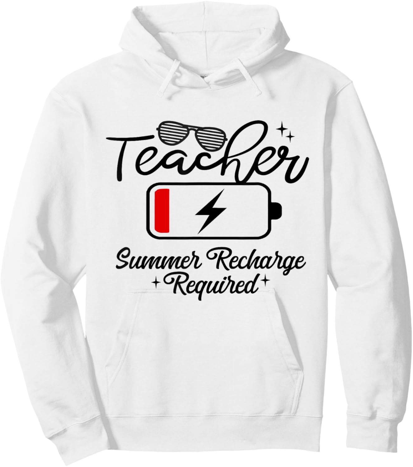 Teacher Summer Recharge Required Last-Day of School Vacation Hoodie - Hoodie | White