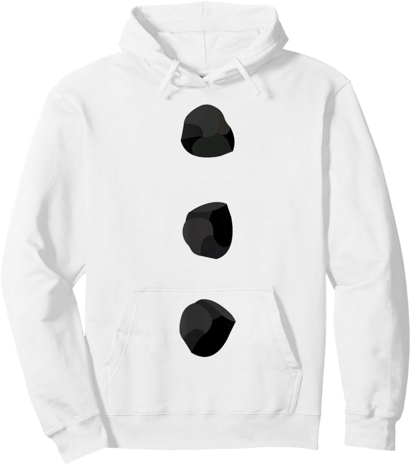 Snowman Costume Three Black Buttons on White Hoodie - Hoodie | White