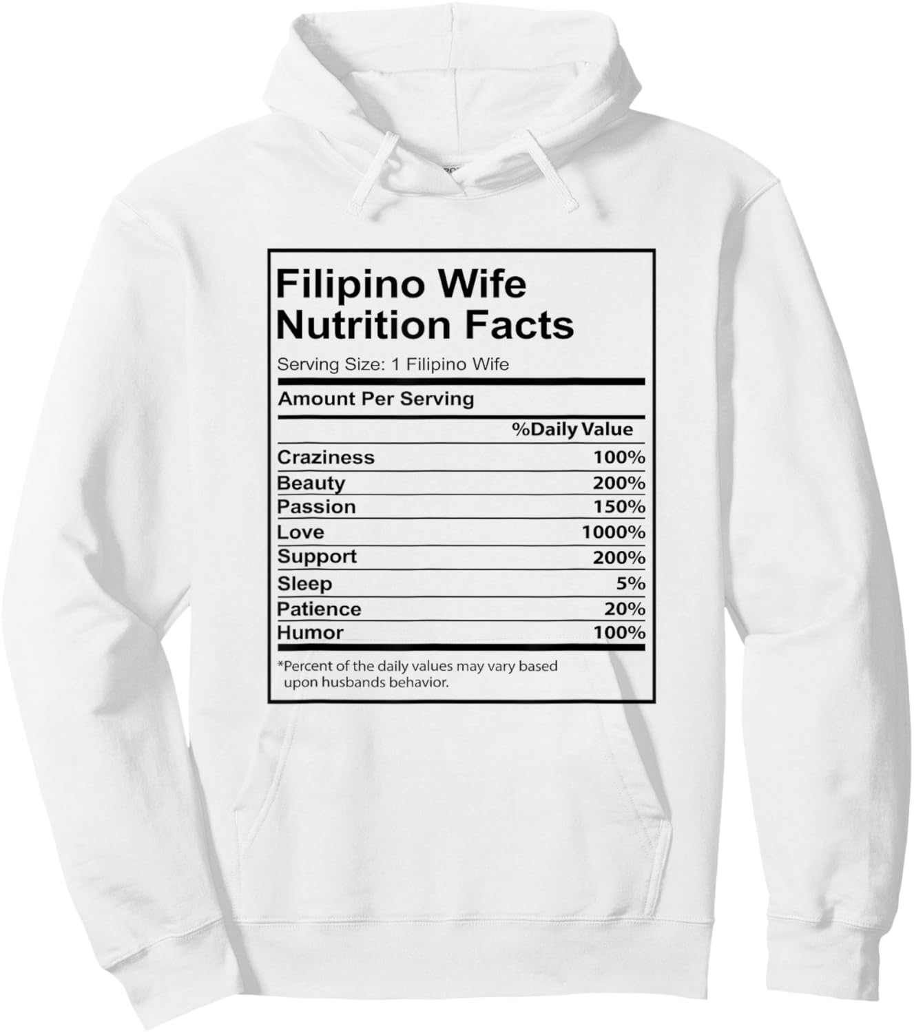 Filipino Wife Nutrition Facts Funny for Filipino Women Hoodie - Hoodie | White