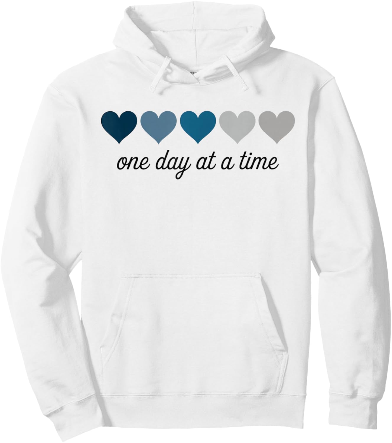 One Day at a Time Motivational Heart Design Hoodie - Hoodie | White