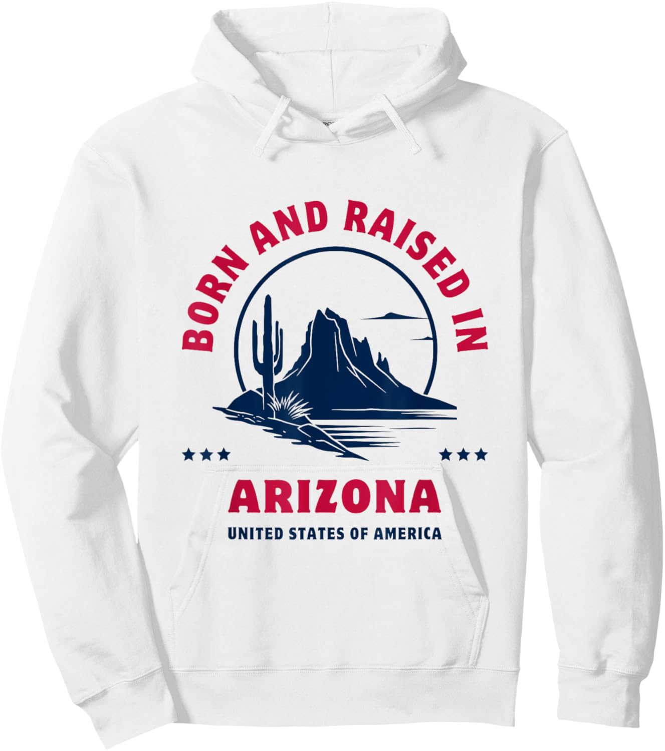 Born and Raised in Arizona. Desert Landscape Silhouette Hoodie - Hoodie | White