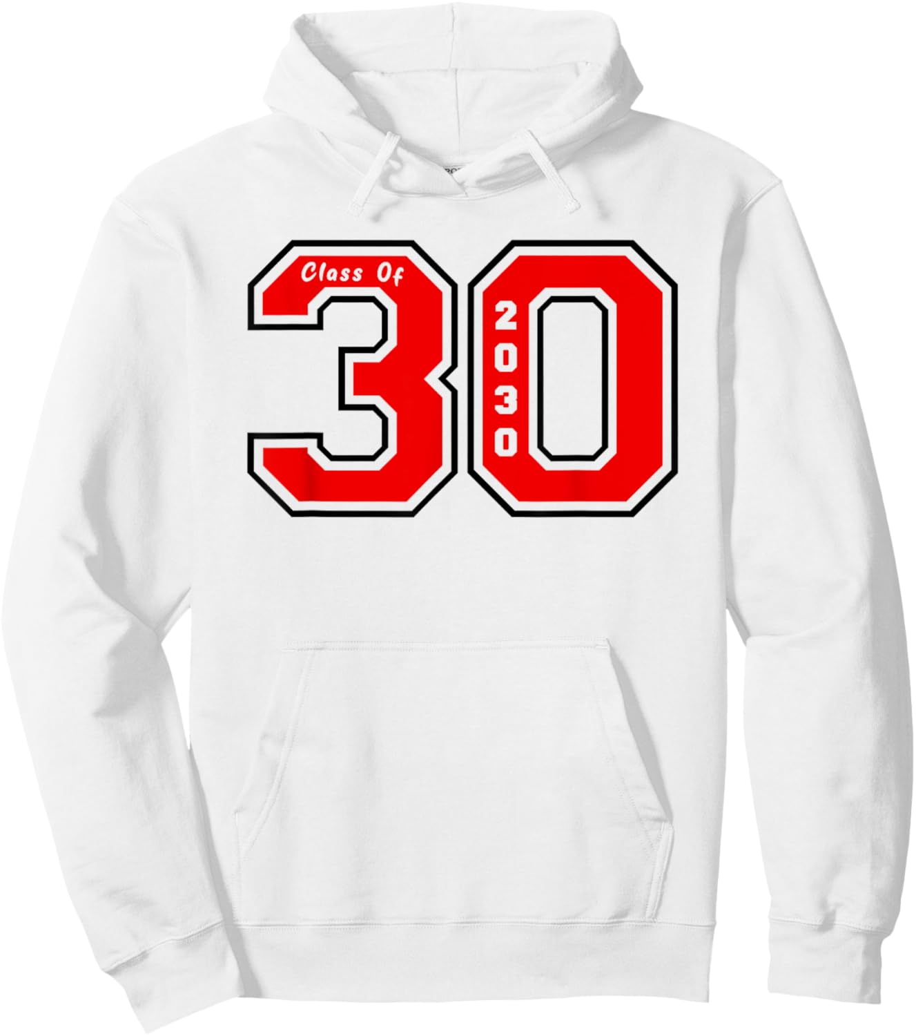 Class of 30 - Jersey Style Red Class of 2030 Graduate Gift Hoodie - Hoodie | White