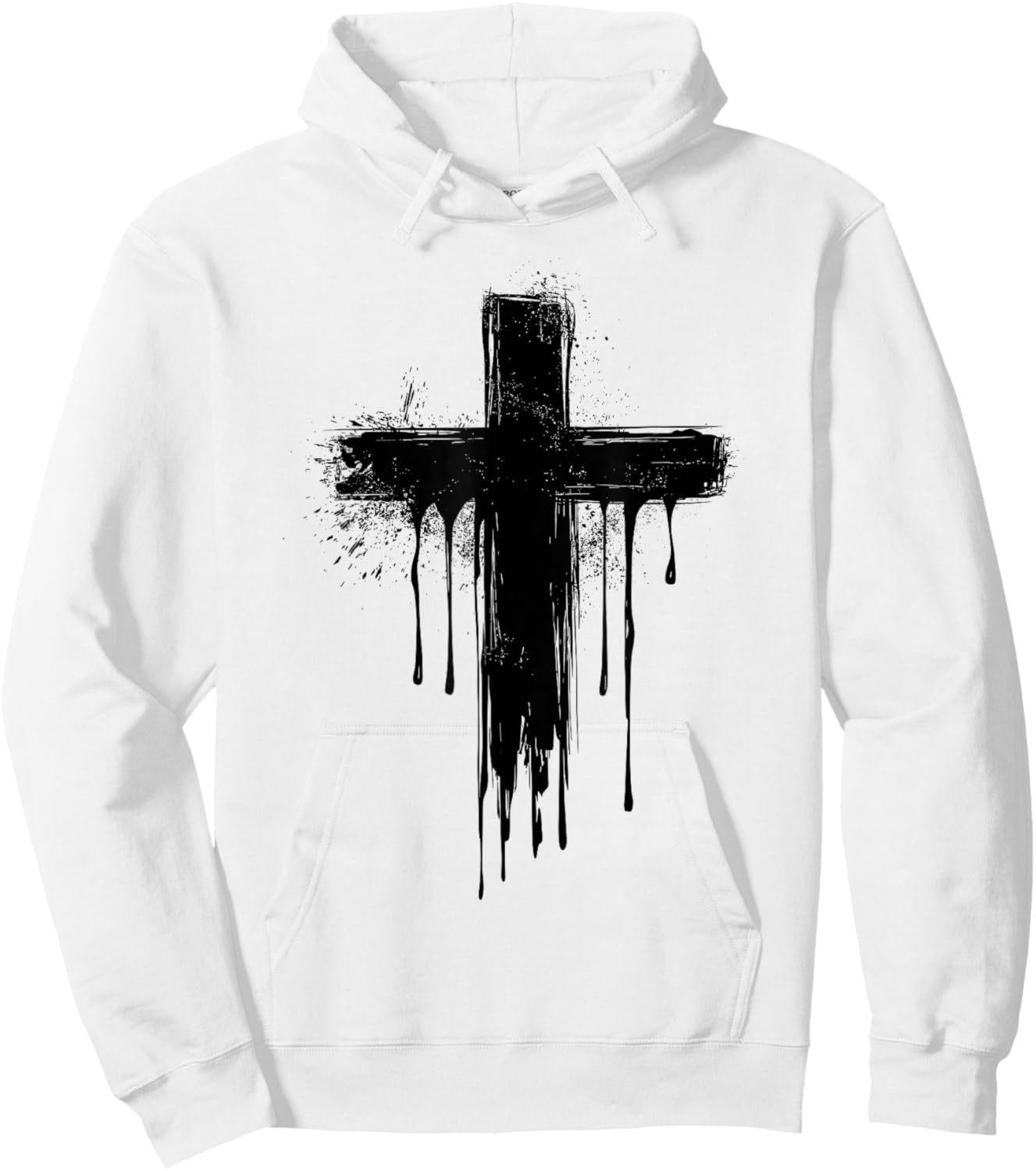 Christian Dripping Cross Hoodie - Hoodie | White