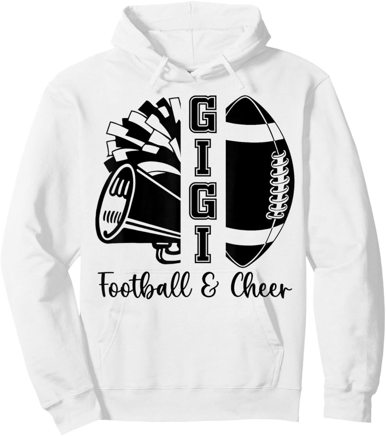 Football Cheer Gigi Grandma High School Cheerleader Pom Pom Hoodie - Hoodie | White