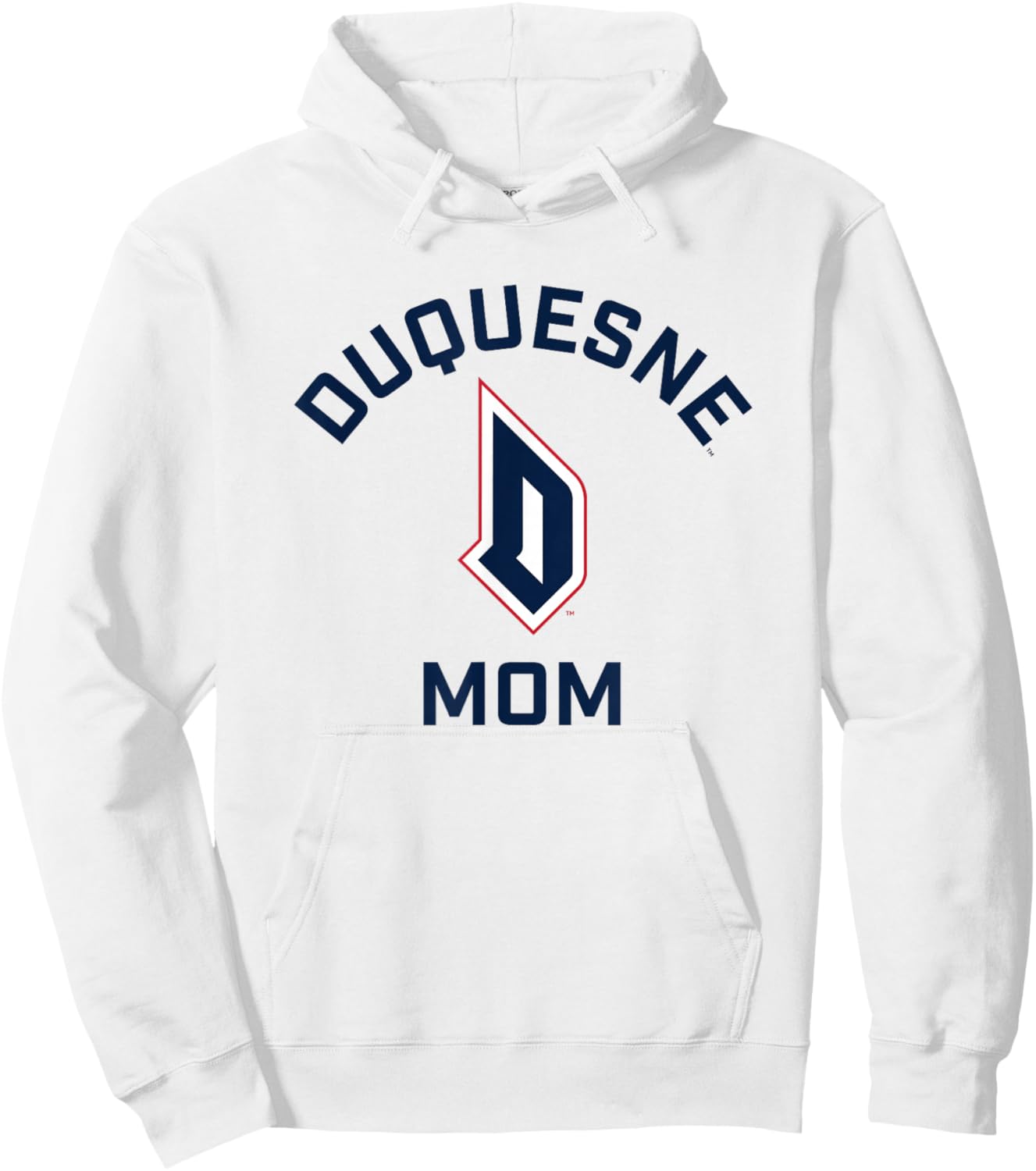 Campus Lab Duquesne University Dukes Arched Mom - Grey, -Adults, Short Sleeve, College Team Logo Hoodie - Hoodie | White