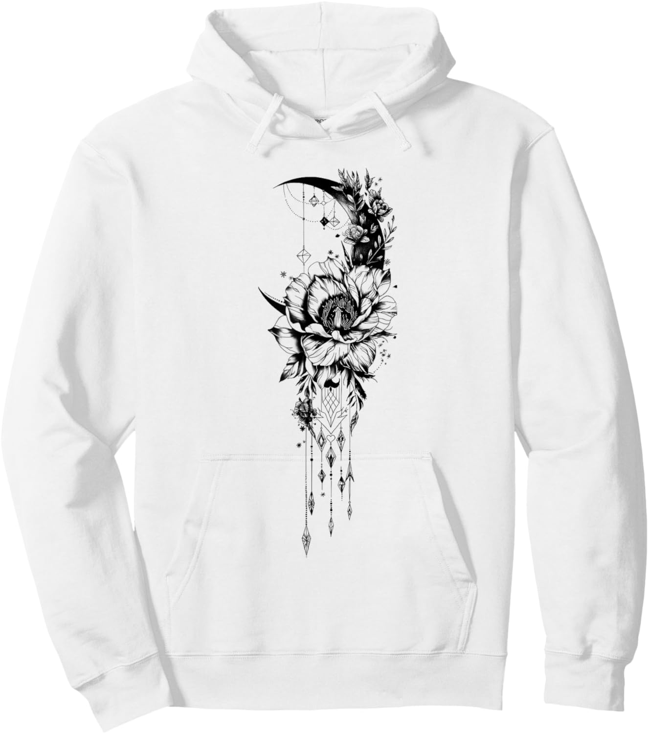 Celestial and Mystical Moon Goth Hoodie - Hoodie | White