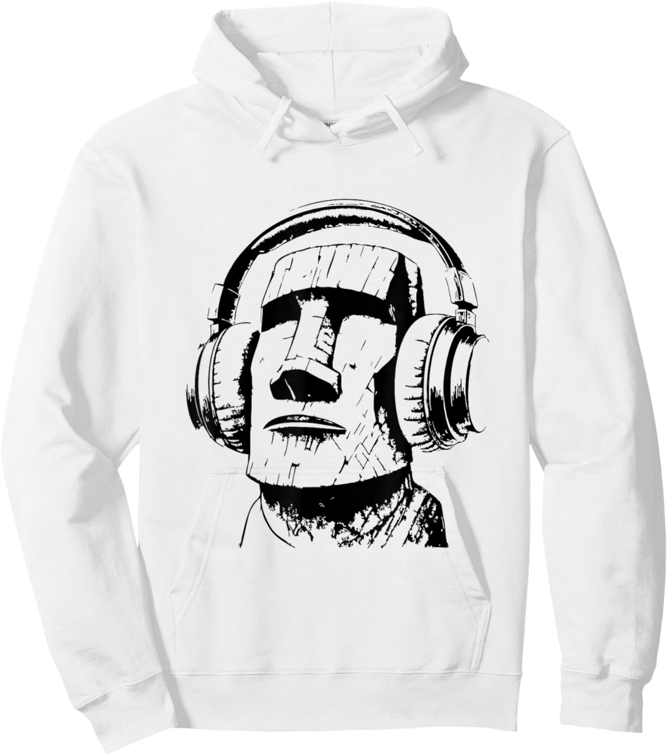 Easter island moai with Headphones, Isla de Pascua Hoodie - Hoodie | White