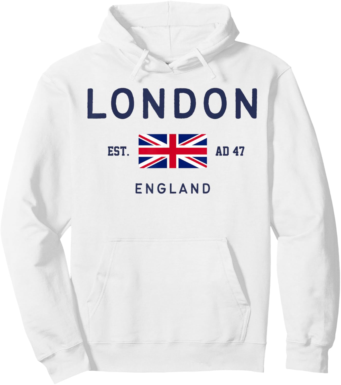 London Est AD 47 England UK Flag Hoodie - Hoodie | White