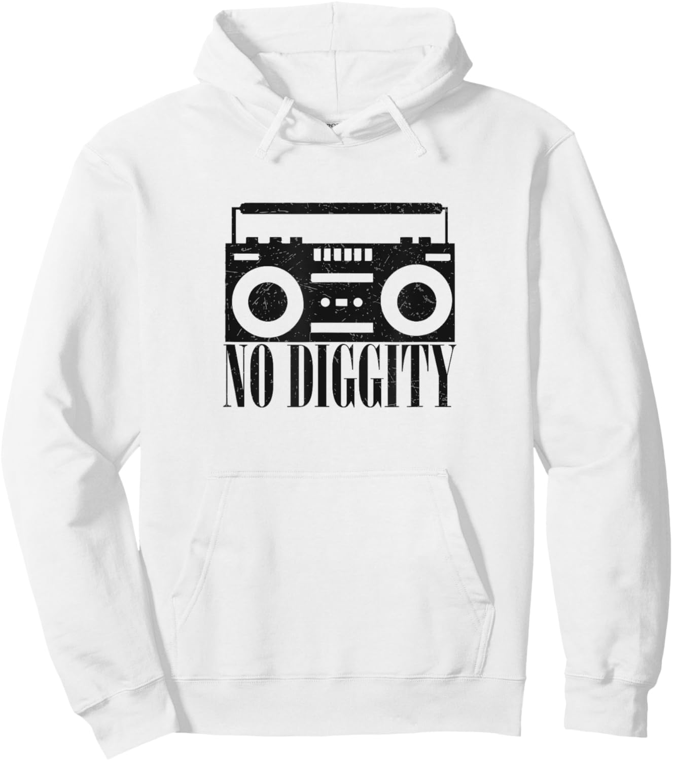 "No Diggity" Retro Boombox Graphic Old School Hip Hop Hoodie - Hoodie | White