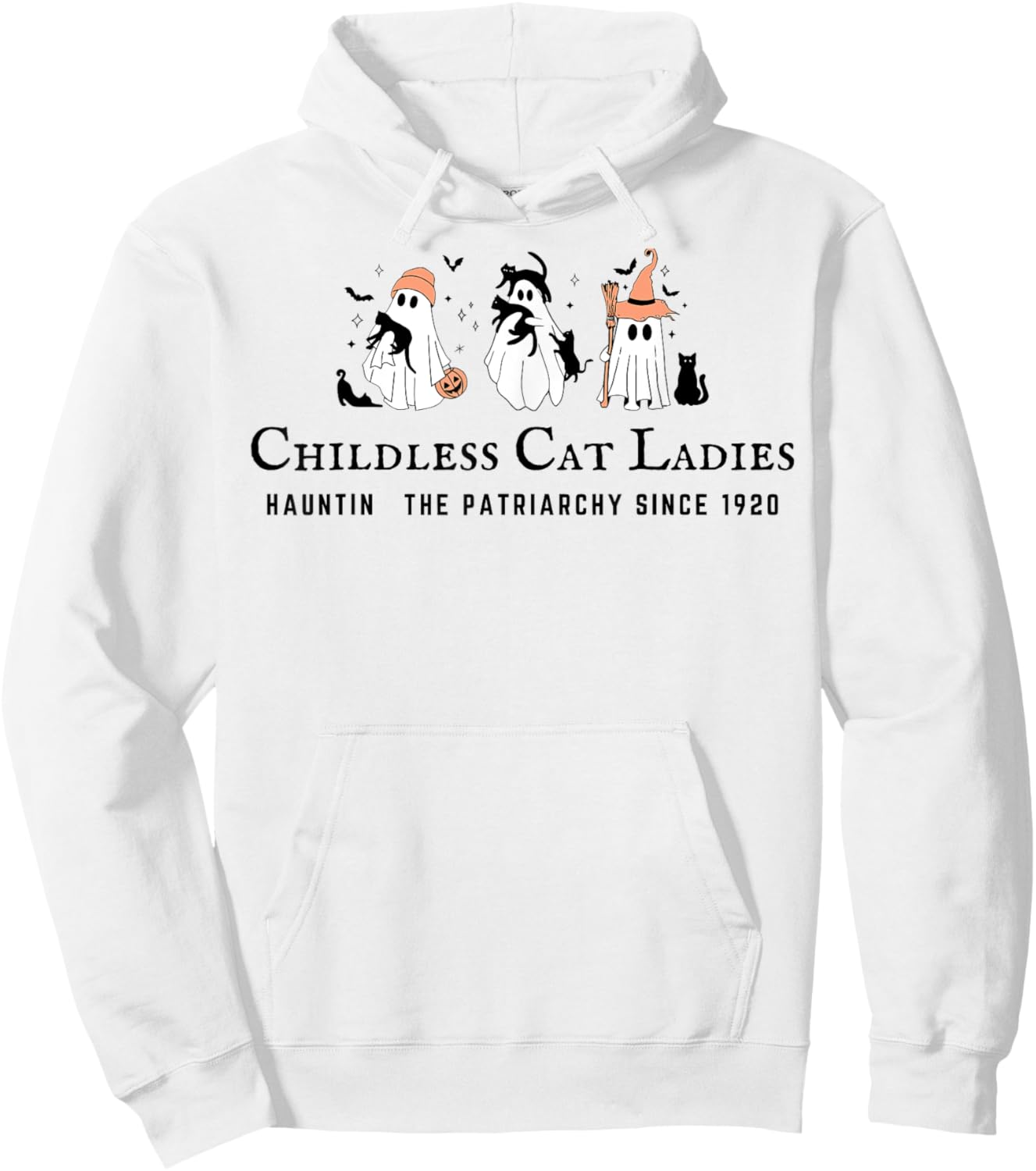 Childless Cat Ladies Hauntin The Patriarchy Kamala Halloween Hoodie - Hoodie | White